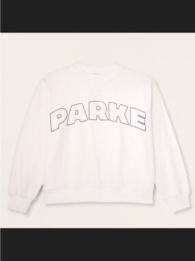 PARKE X TARGET NWT Womens  S/M mock neck White Sweatshirt with 'DARK' Outline